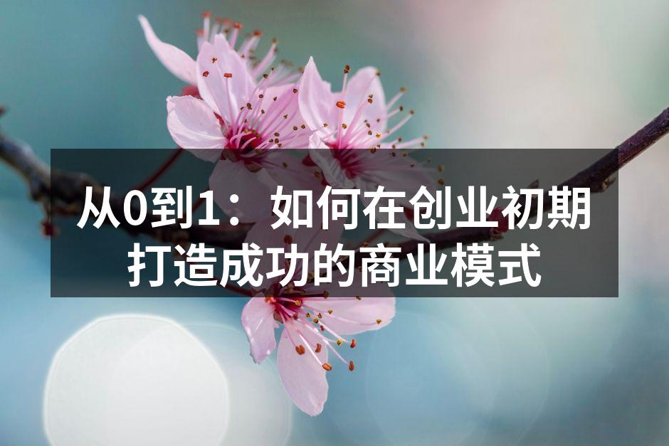 从0到1：如何在创业初期打造成功的商业模式
