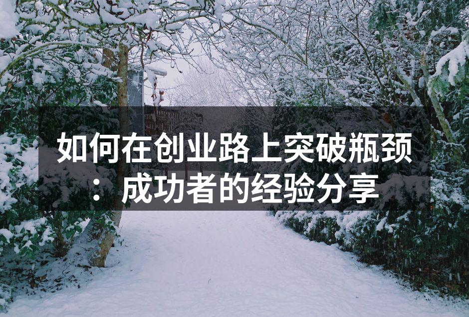 如何在创业路上突破瓶颈：成功者的经验分享