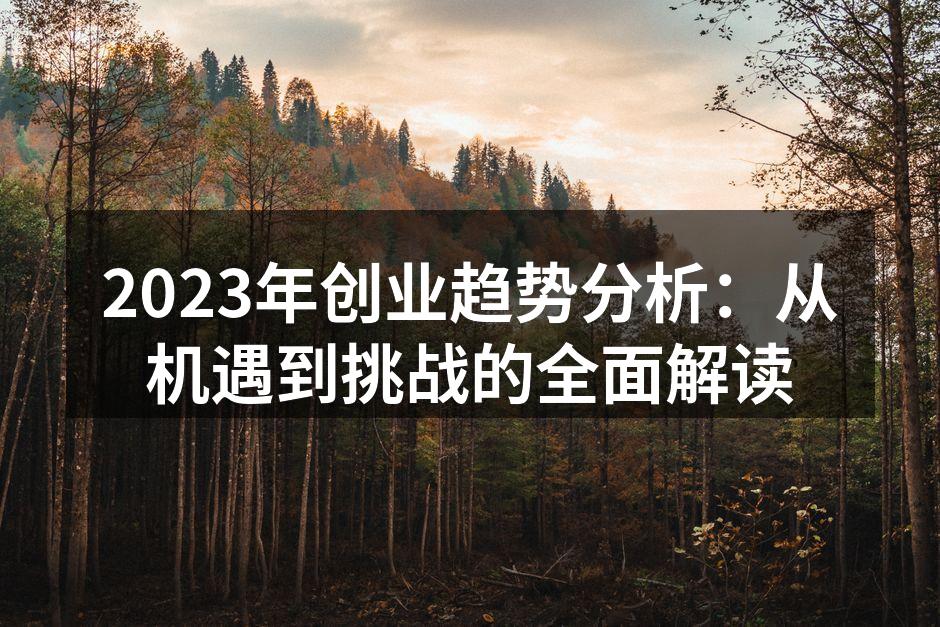 2023年创业趋势分析：从机遇到挑战的全面解读