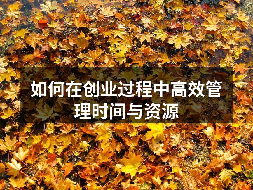 如何在创业过程中高效管理时间与资源